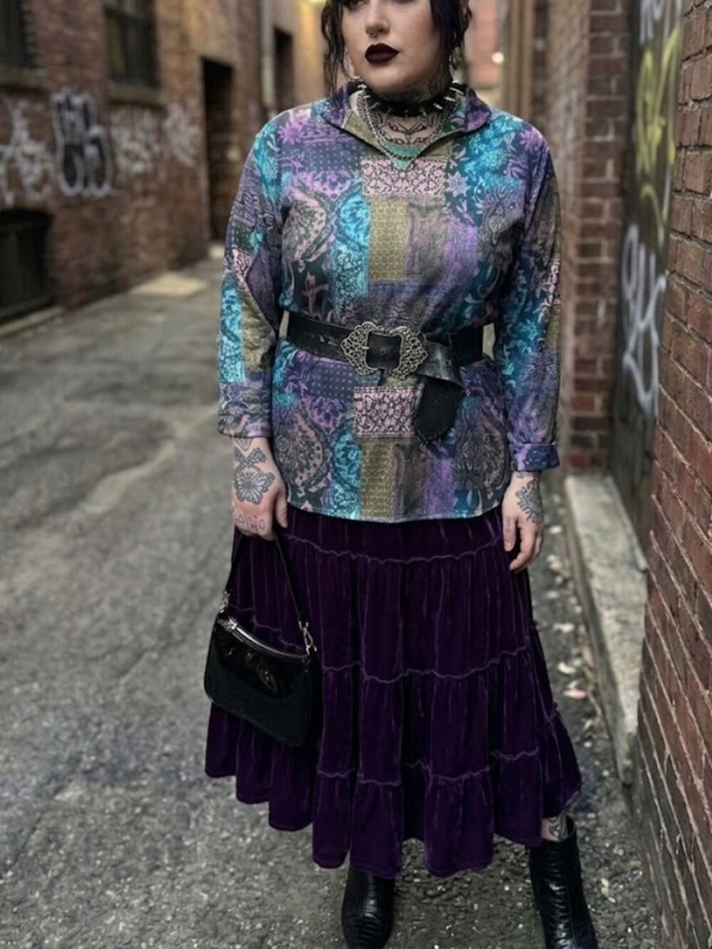 Anthony Richards V-Neck Boho Paisley Patchwork Print Top | Whimsigoth Floral Pu